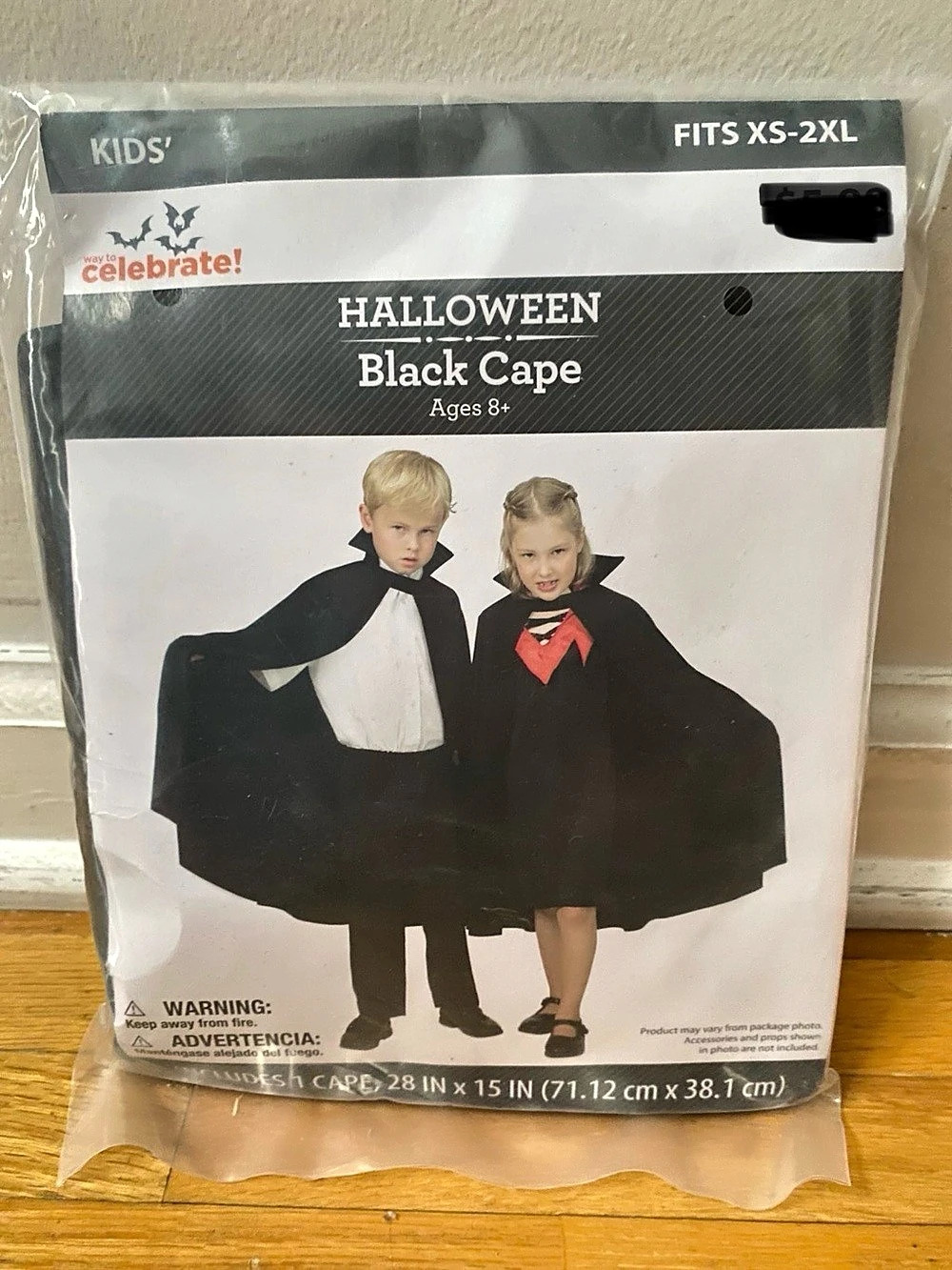 Celebrate! Halloween Black Cape! Black Cape Kids Halloween NWT